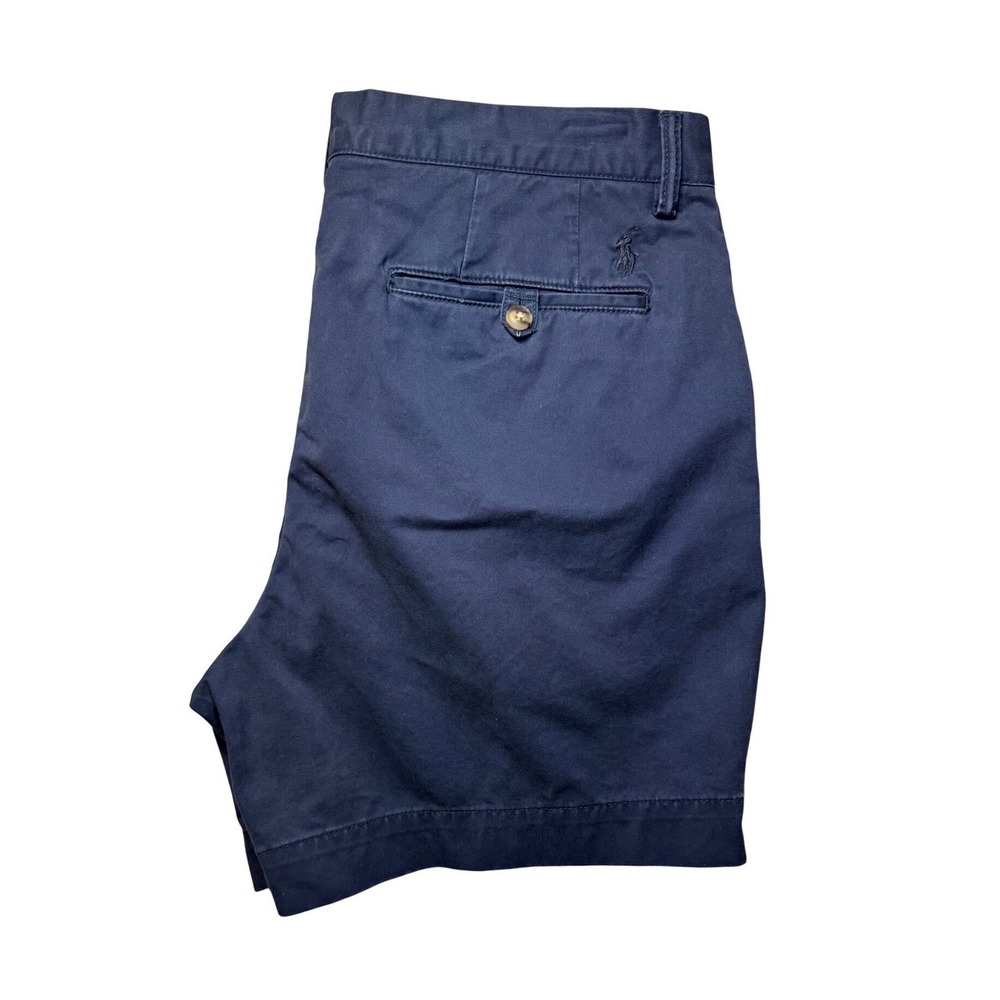 Polo Ralph Lauren Mens Navy Blue Classic Fit 6 Inch Stretch Chino Shorts 34 Prep